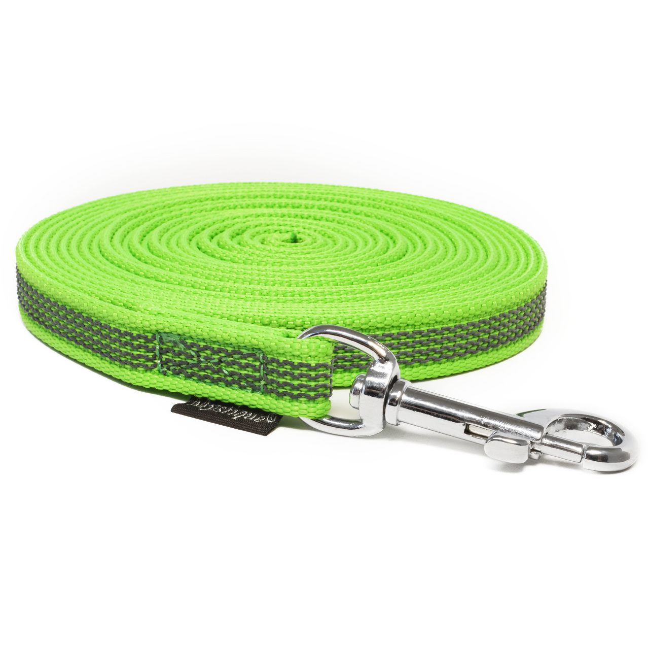 Gummierte Schleppleine 12mm neon grün 5m mit HS