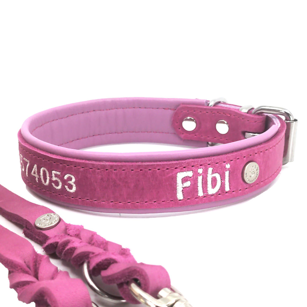 Lederhalsband PINK FLAMINGO