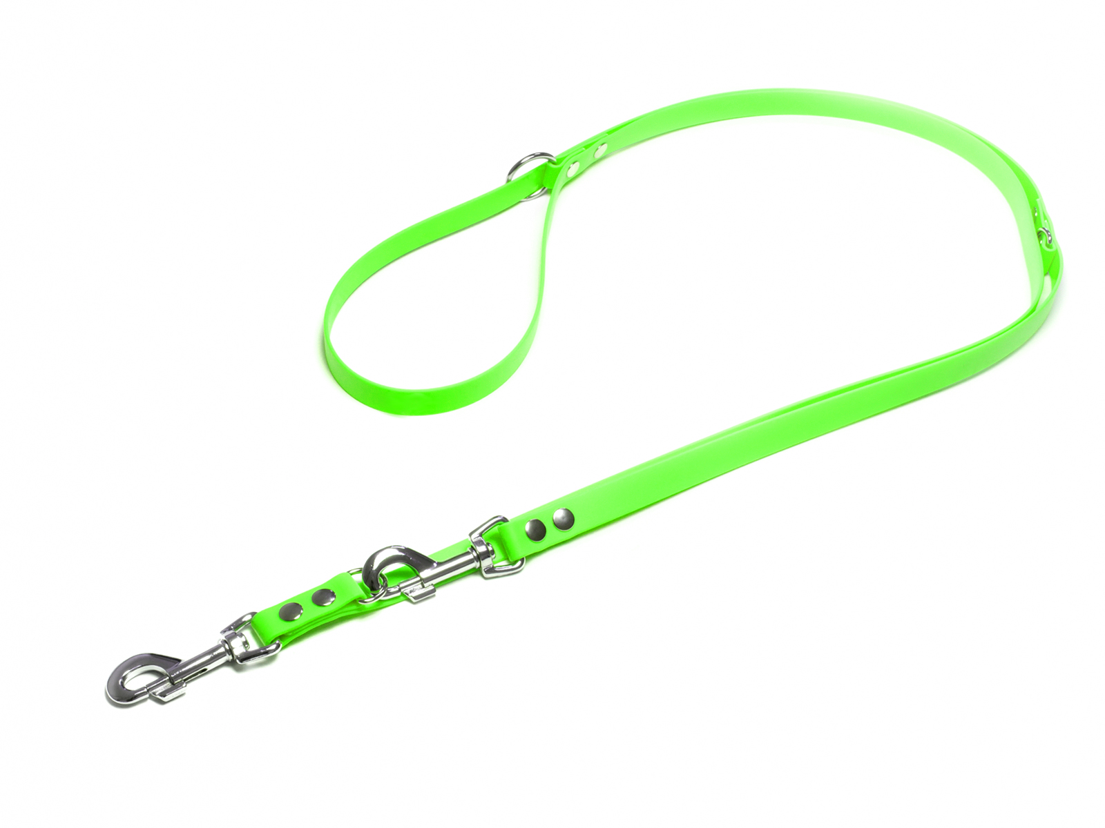 Biothane_adjustable_leash_16_19mm_neon_green_big_web Biothane verstellbare Leine 16mm neongrün 200cm