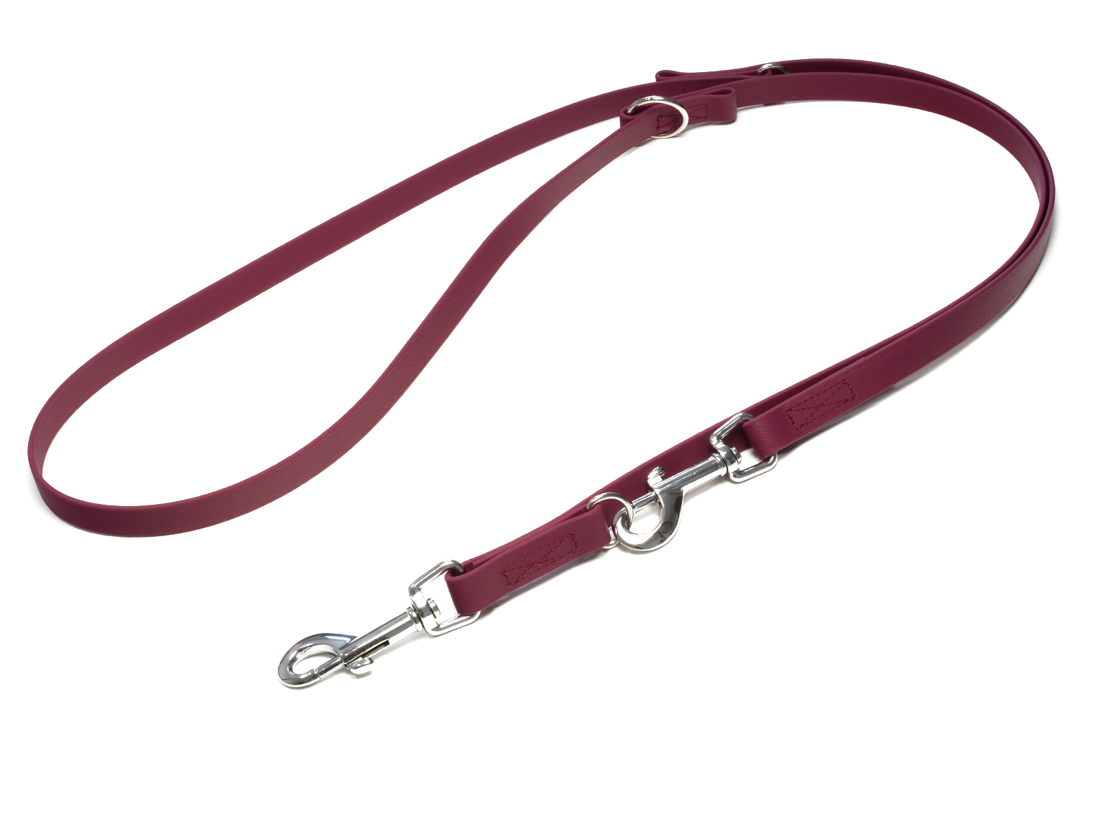 Biothane_adjustable_leash_sewn_16-19mm_wine_red_snap_hook_big_web Mystique Biothane verstellbare Führleine