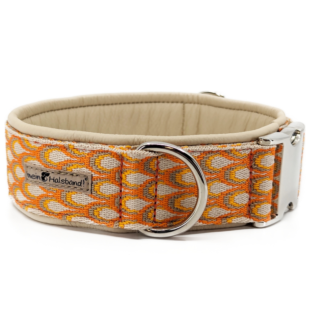 Designhalsband Peacock orange