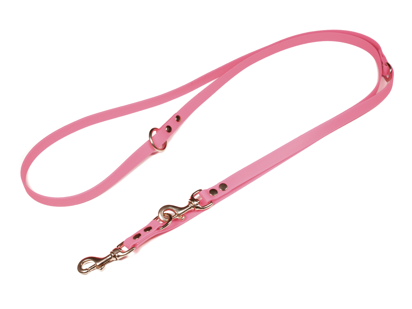 Biothane_adjustable_leash_solid_brass_19mm_pastellpink_big_web Mystique Biothane verstellbare Führleine