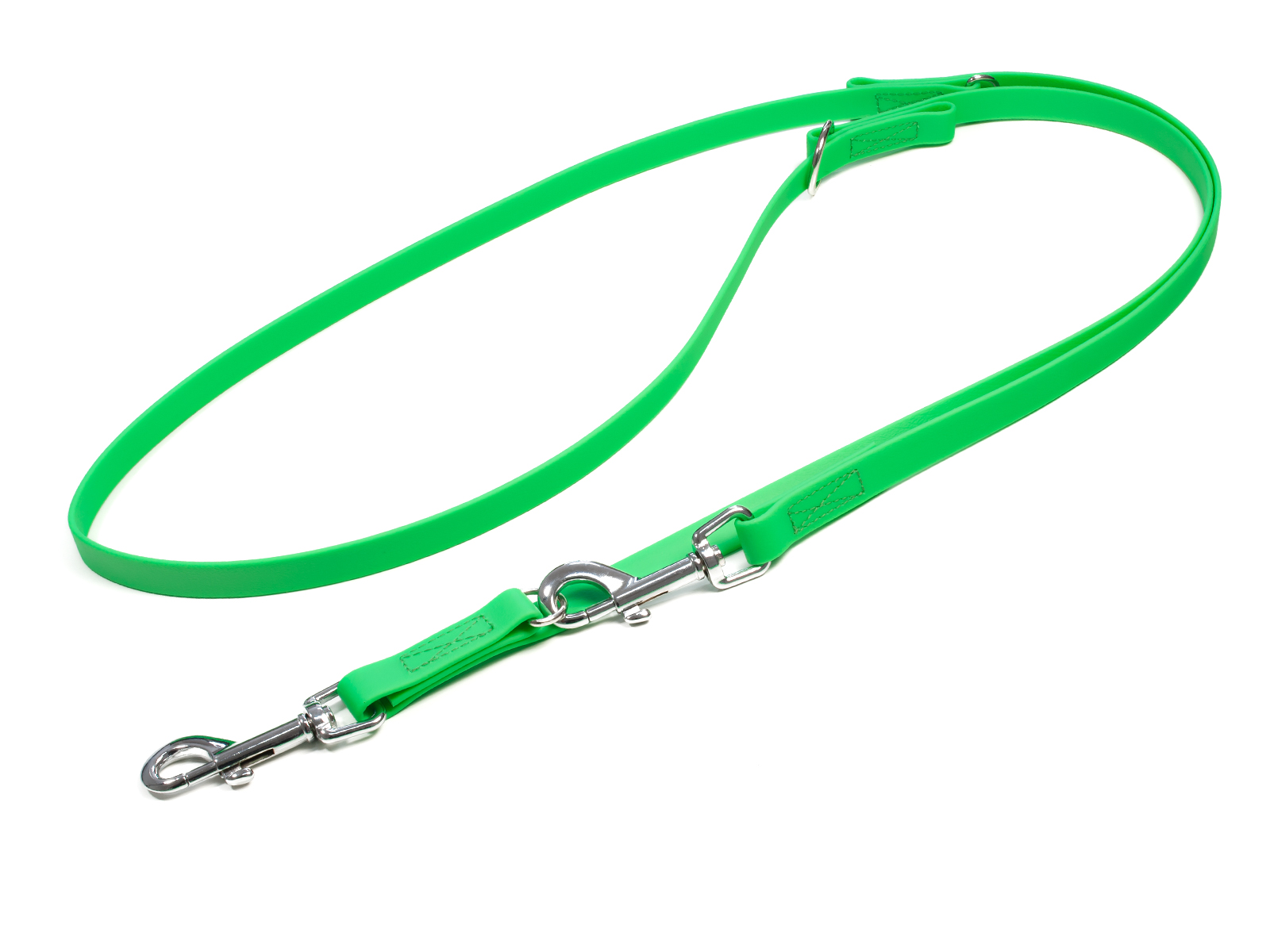 Biothane_adjustable_leash_sewn_16-19mm_neon_green_snap_hook_big_web Mystique Biothane verstellbare Führleine