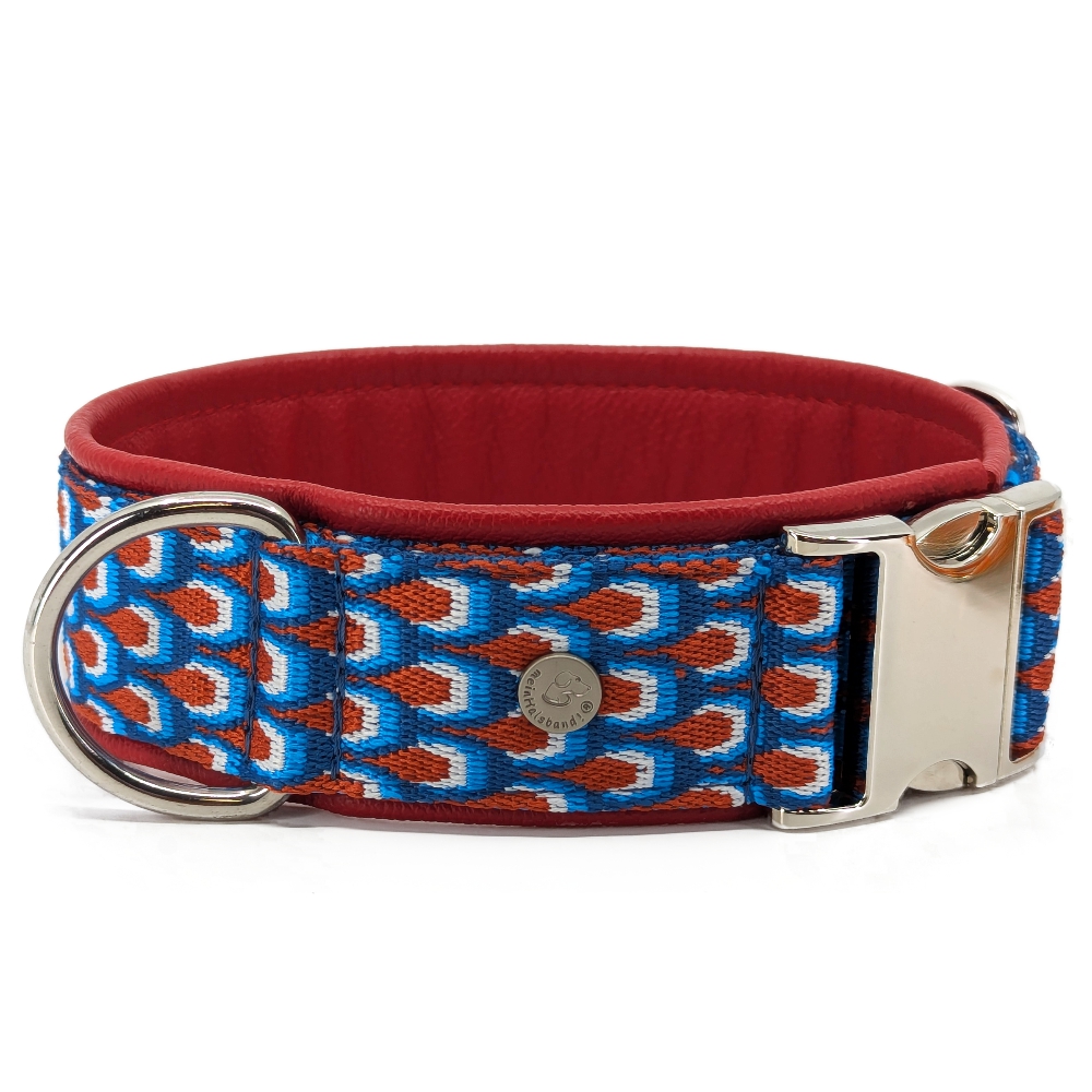 Designhalsband Peacock blau