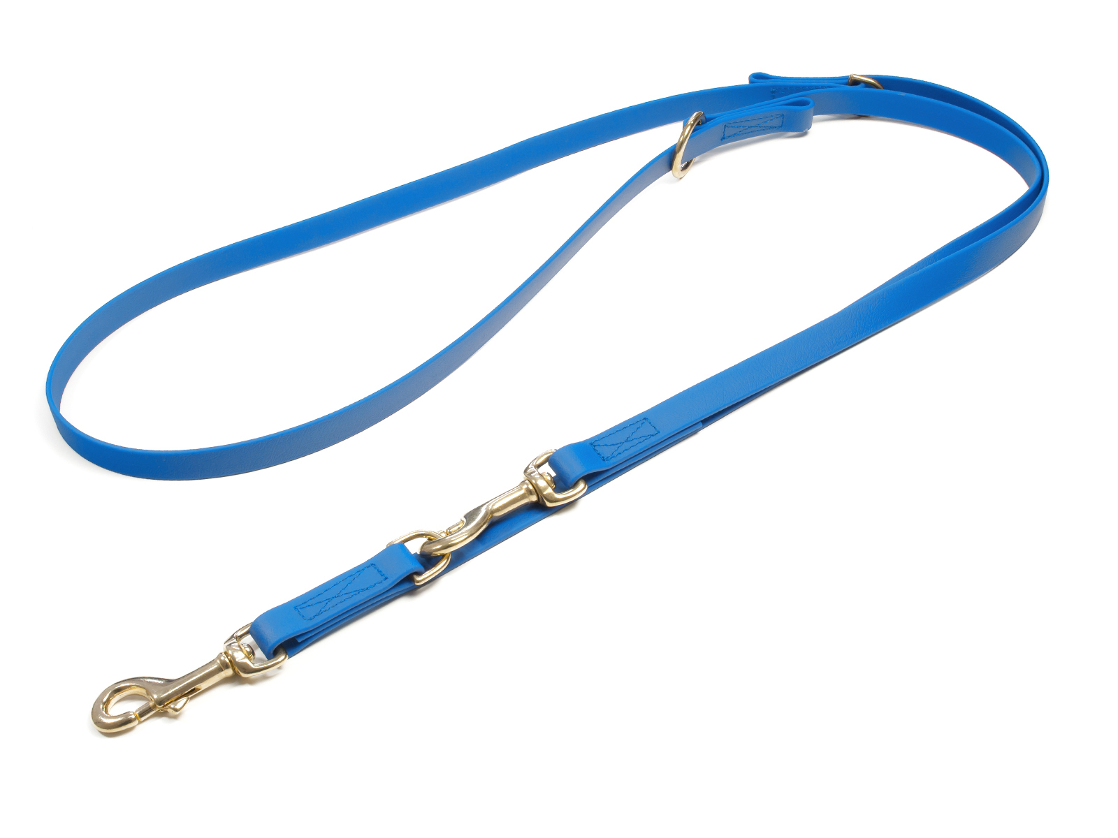 Biothane_adjustable_leash_sewn_16-19mm_light_blue_brass_snap_hook_big_web Mystique Biothane verstellbare Führleine