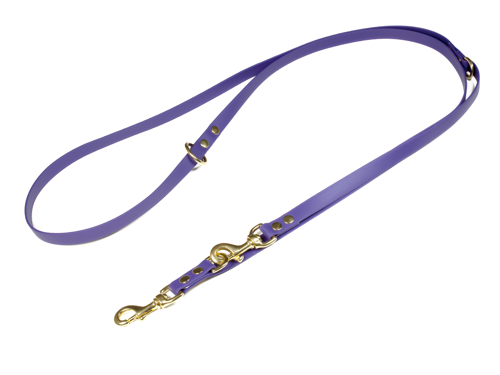 Biothane_adjustable_leash_solid_brass_19mm_lila_big_web Mystique Biothane verstellbare Führleine