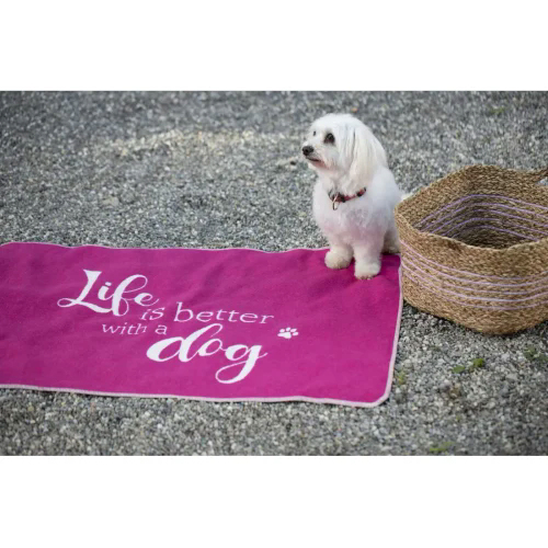 Haustierdecke "Life is Better" pink