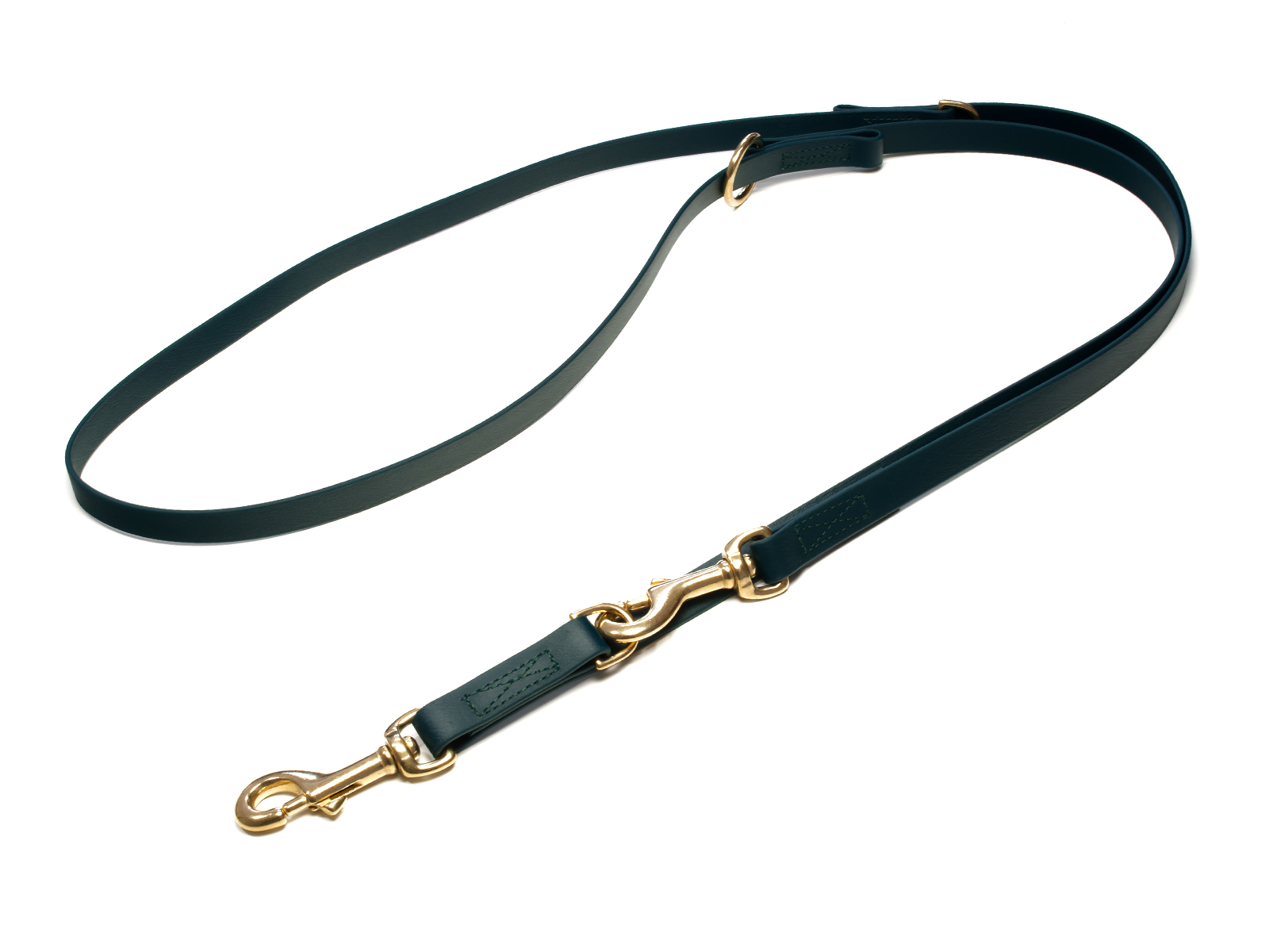 Biothane_adjustable_leash_sewn_16-19mm_green_brass_snap_hook_big_web Mystique Biothane verstellbare Führleine