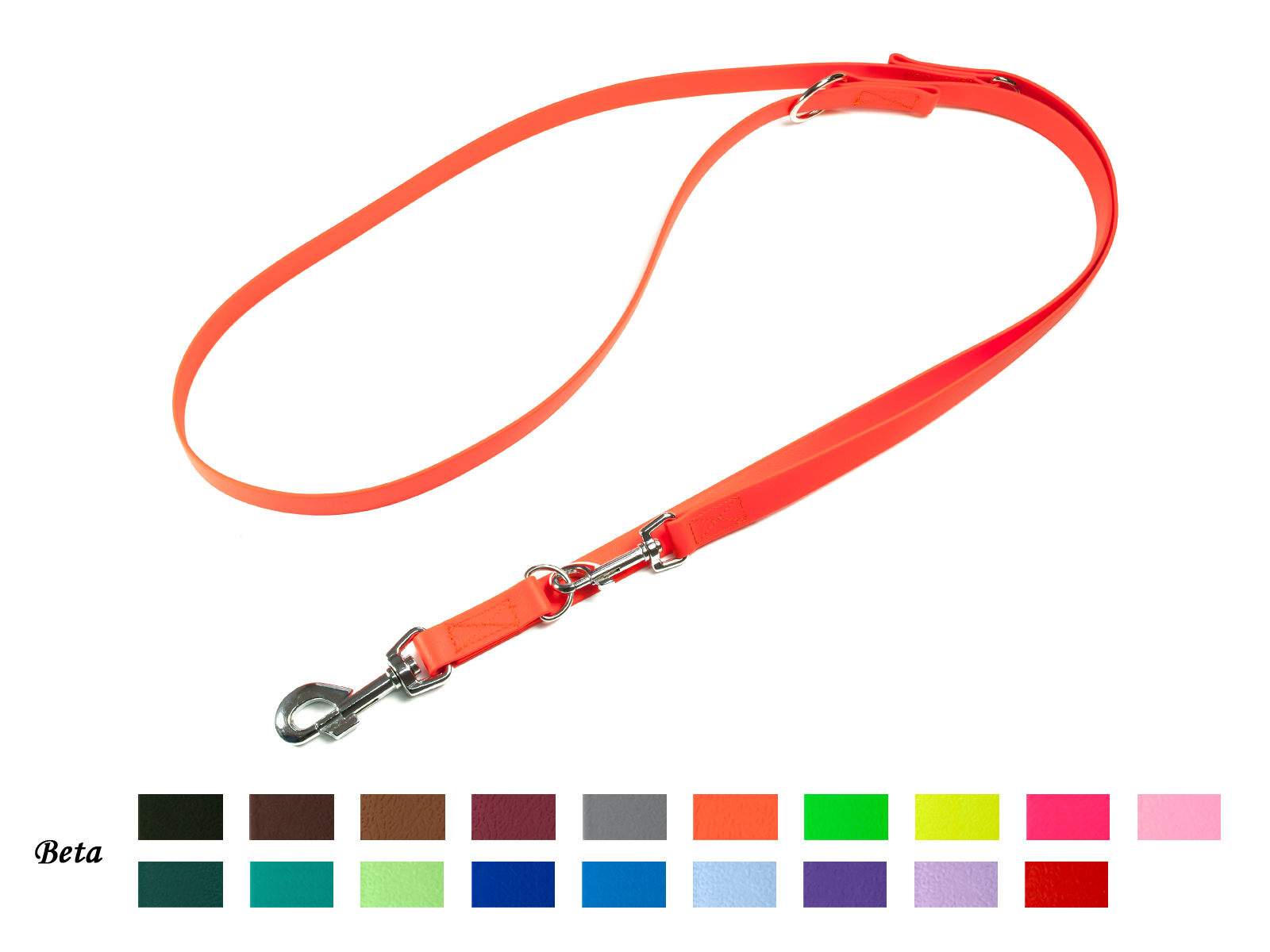 Biothane_adjustable_leash_sewn_16_19mm_snap_hook_big_web Mystique Biothane verstellbare Führleine