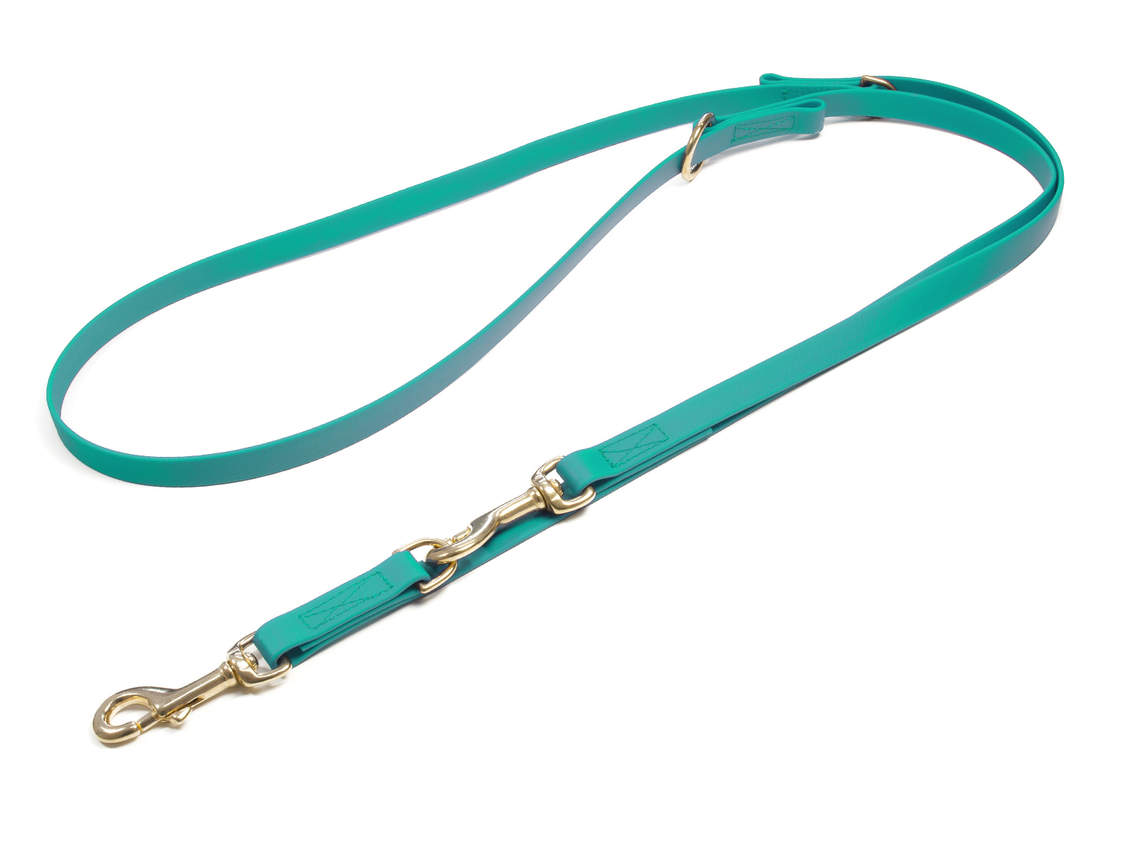 Biothane_adjustable_leash_sewn_16-19mm_light_green_brass_snap_hook_big_web Mystique Biothane verstellbare Führleine