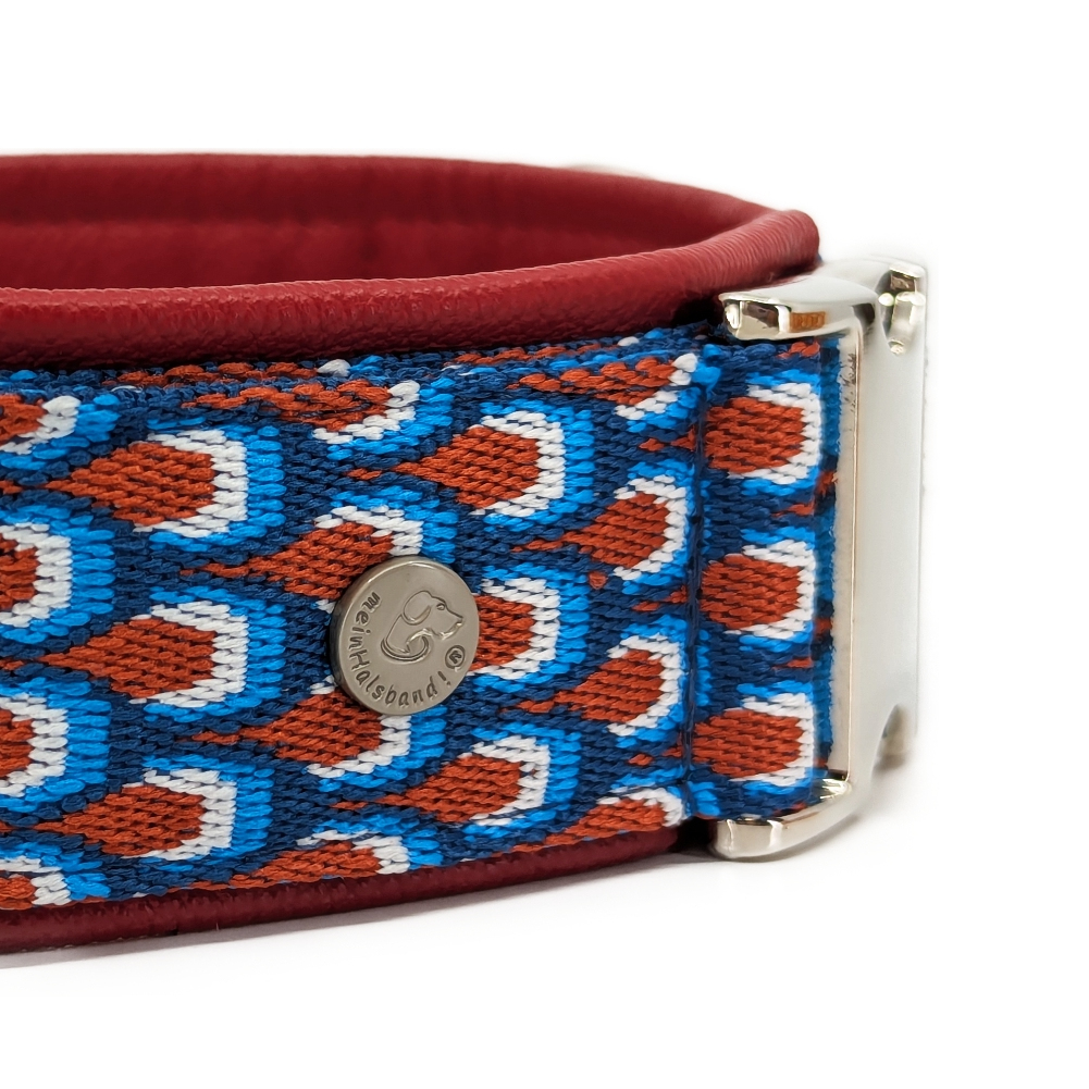 Designhalsband Peacock blau