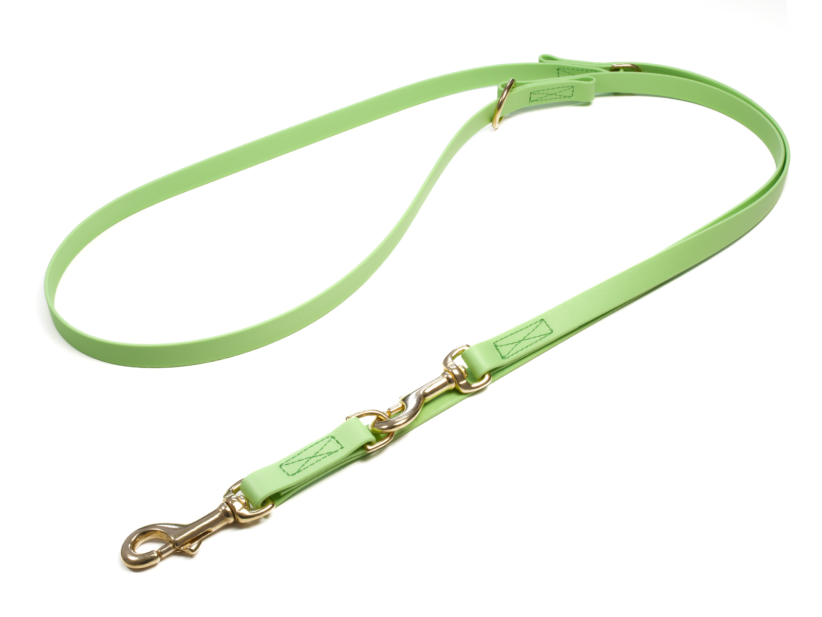 Biothane_adjustable_leash_sewn_16-19mm_pastel_green_brass_snap_hook_big_web Mystique Biothane verstellbare Führleine