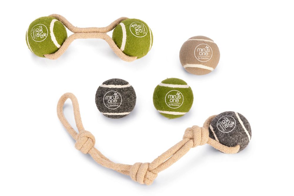 BZ Minus One Duo Tennisball ,grün/beige mit Seil