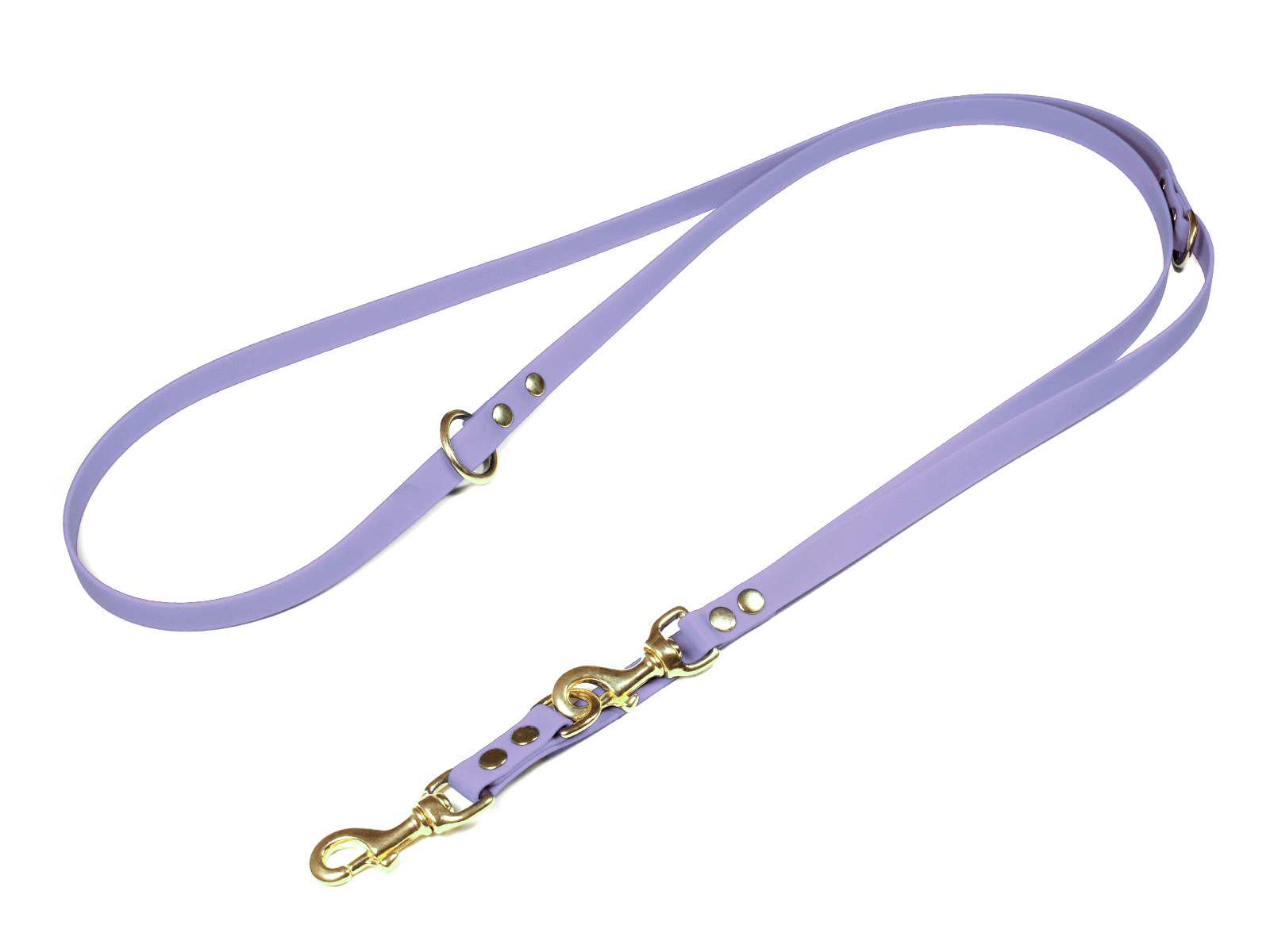 Biothane_adjustable_leash_solid_brass_19mm_pastell_purple_big_web Mystique Biothane verstellbare Führleine