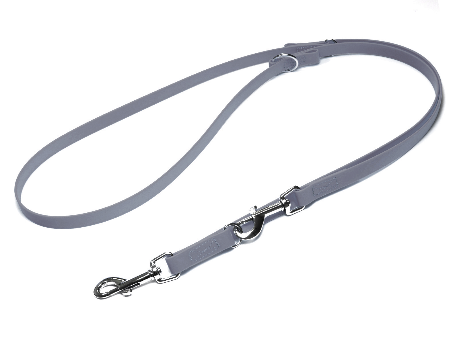 Biothane_adjustable_leash_sewn_16-19mm_grey_snap_hook_big_web Mystique Biothane verstellbare Führleine