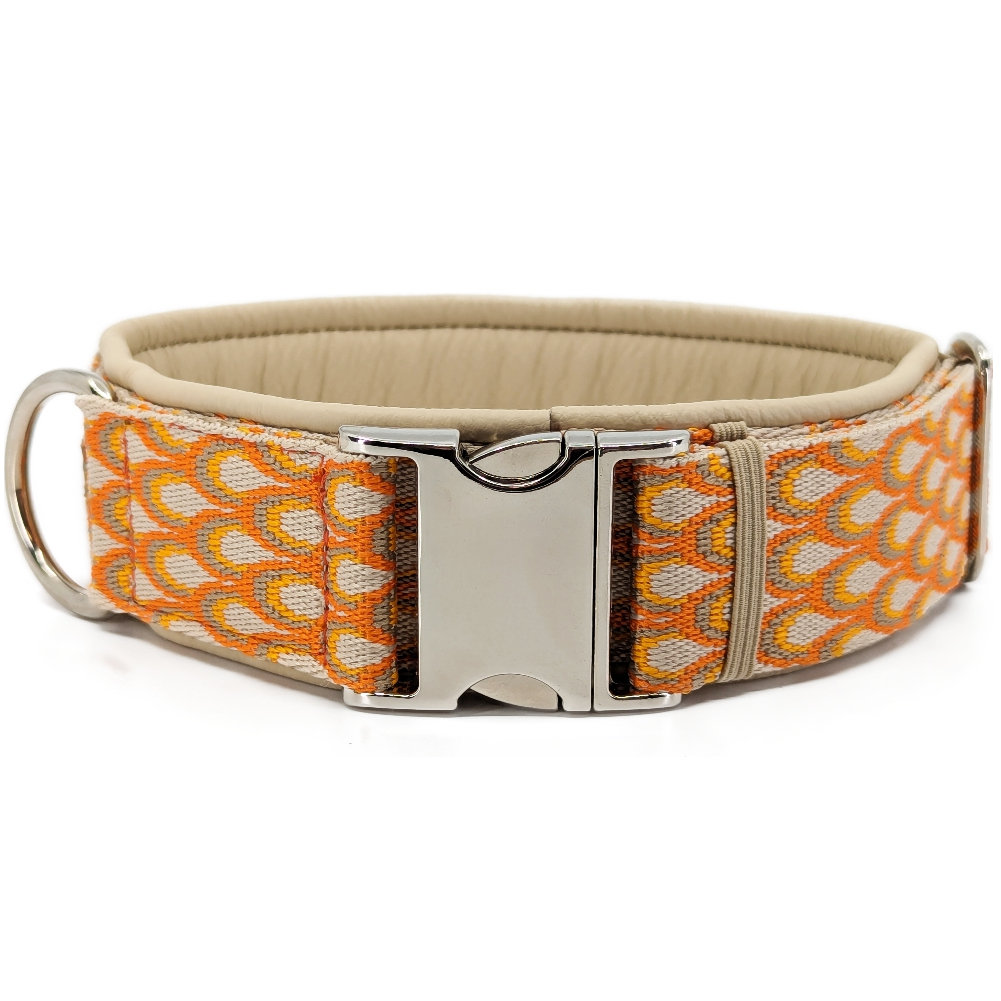 Designhalsband Peacock orange