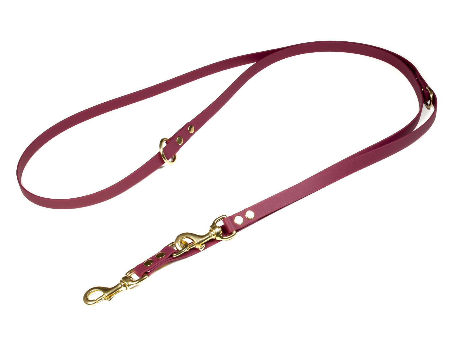 Biothane_adjustable_leash_solid_brass_19mm_winered_big_web Mystique Biothane verstellbare Führleine