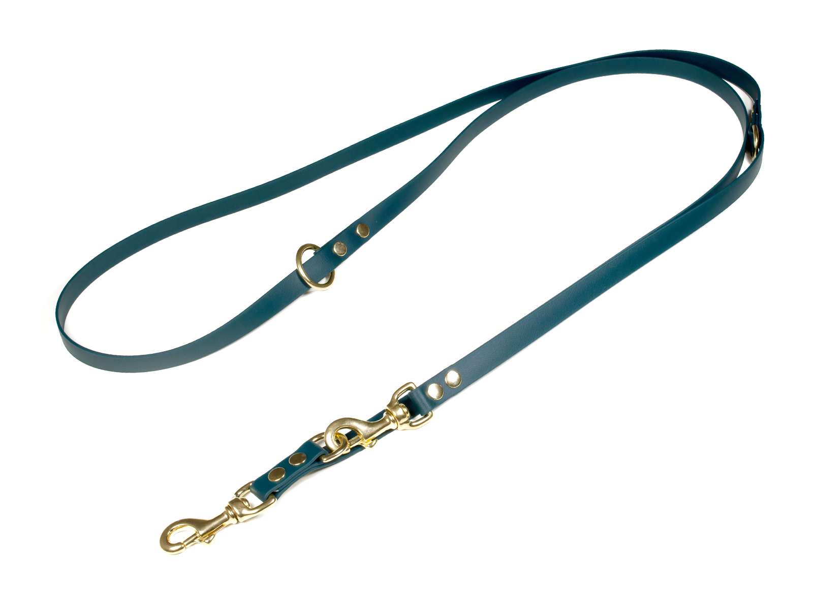 Biothane_adjustable_leash_solid_brass_19mm_green_big_web Mystique Biothane verstellbare Führleine