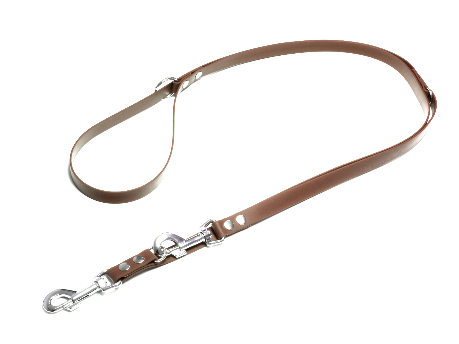 Biothane_adjustable_leash_16_19mm_light_brown_big_web Biothane verstellbare Leine 19mm hellbraun 200cm