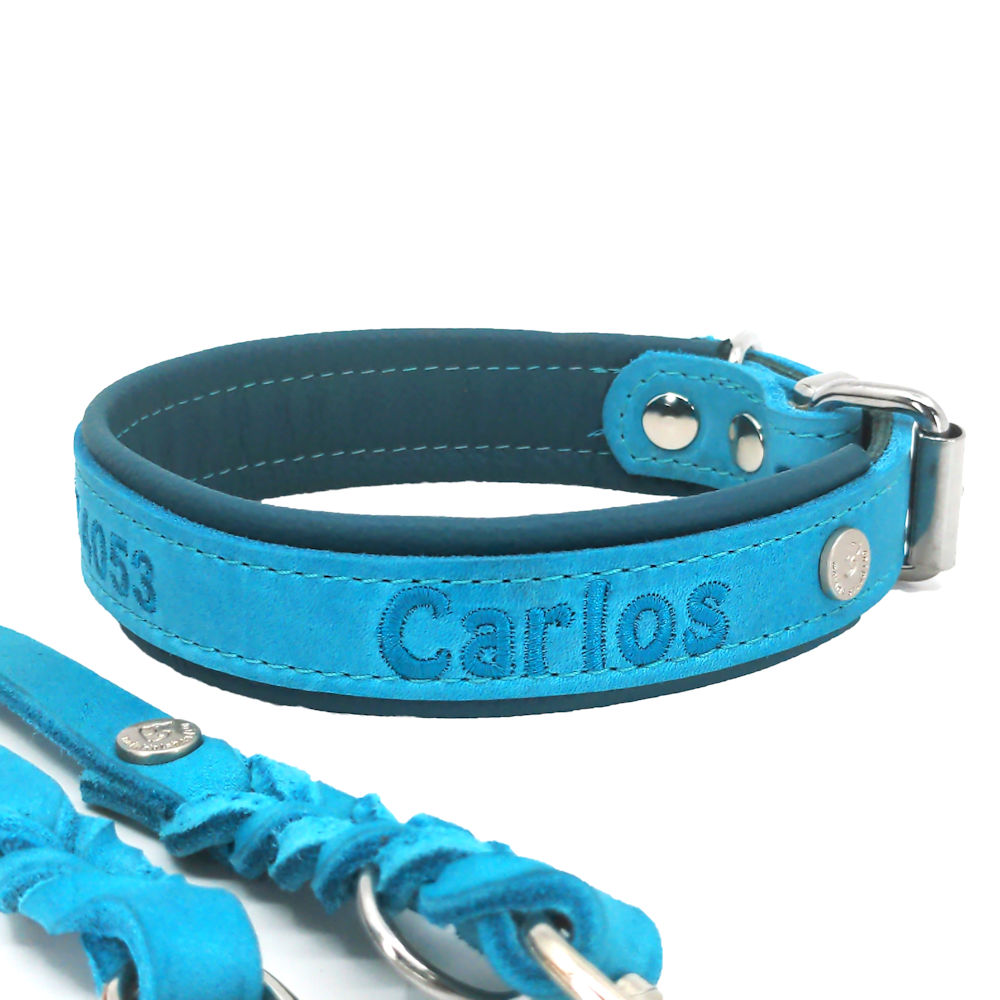 Lederhalsbänder für Hunde auch mit Namen bestickt online kaufen ...