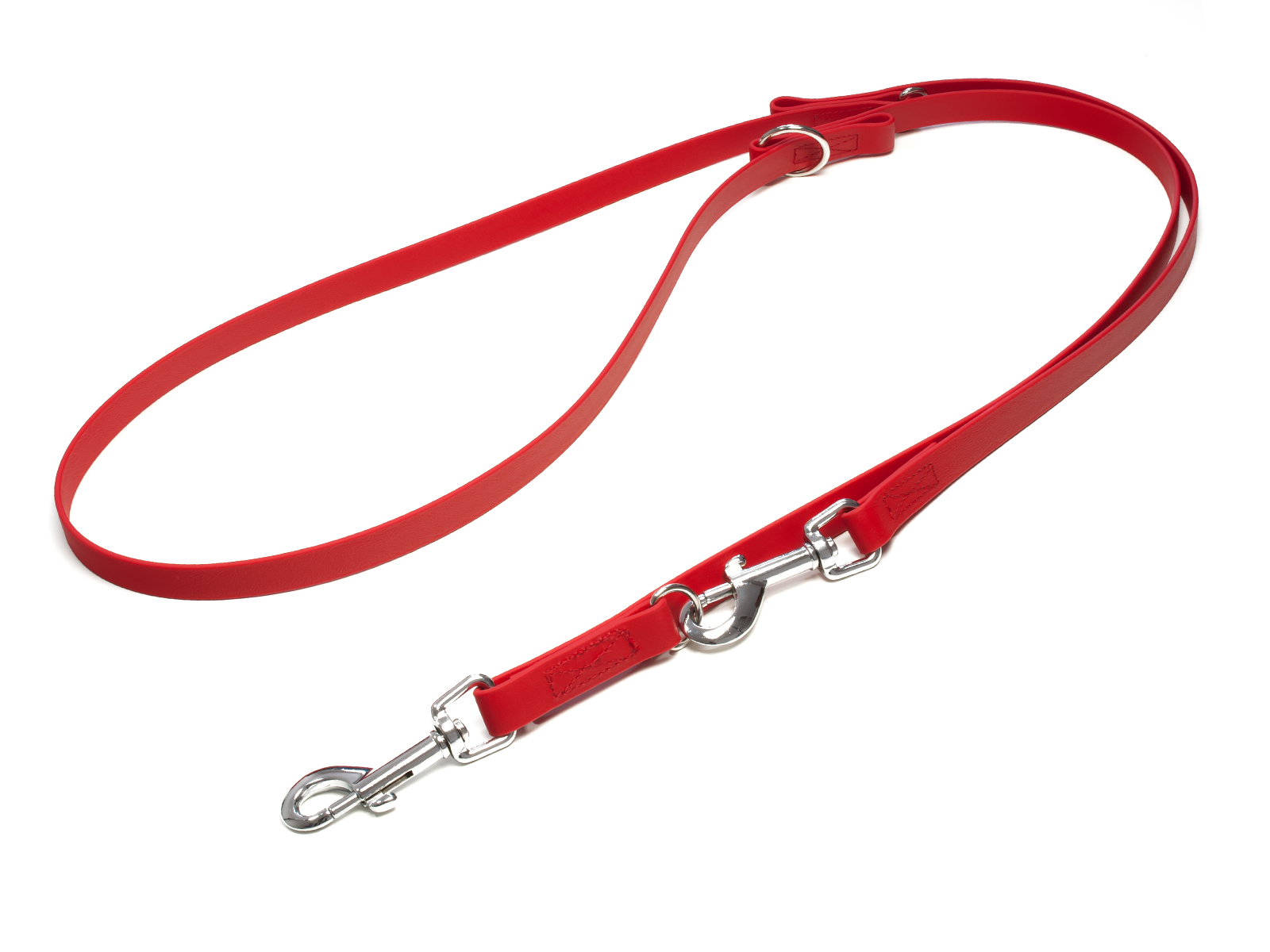 Biothane_adjustable_leash_sewn_16-19mm_red_snap_hook_big_web Mystique Biothane verstellbare Führleine