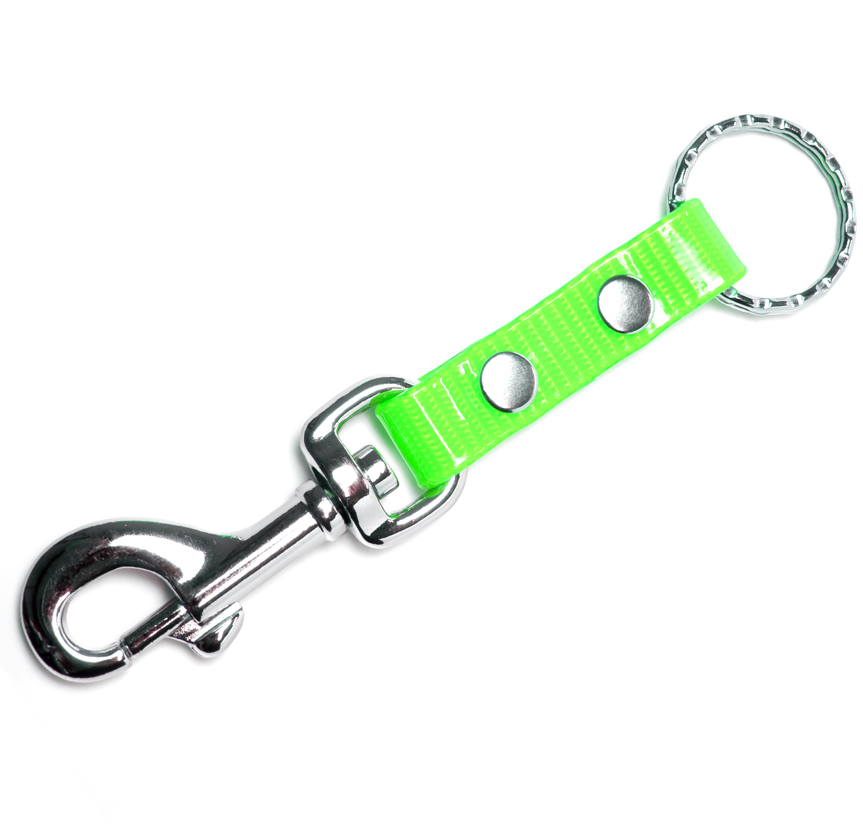 Biothane_key_case_gold_light_green_big_web Biothane Schlüsselanhänger 13mm neonpink