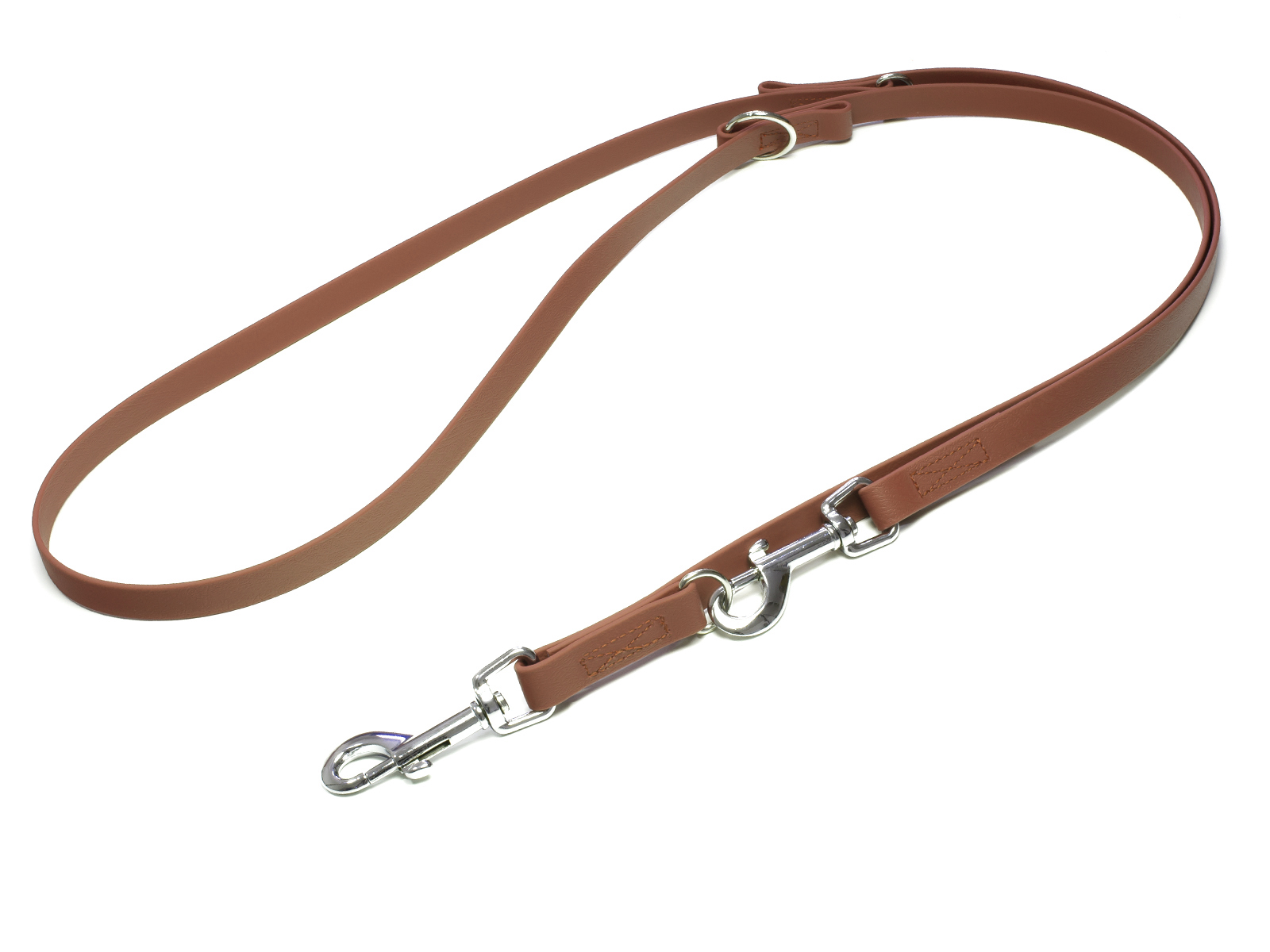Biothane_adjustable_leash_sewn_16-19mm_light_brown_snap_hook_big_web Mystique Biothane verstellbare Führleine
