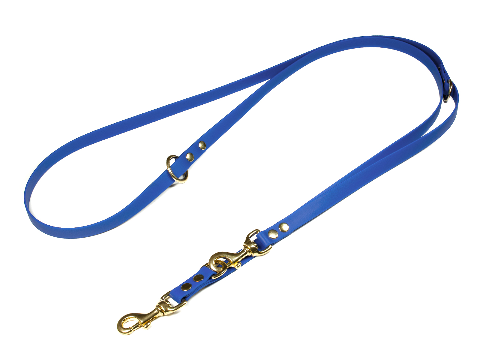 Biothane_adjustable_leash_solid_brass_19mm_blue_big_web Mystique Biothane verstellbare Führleine
