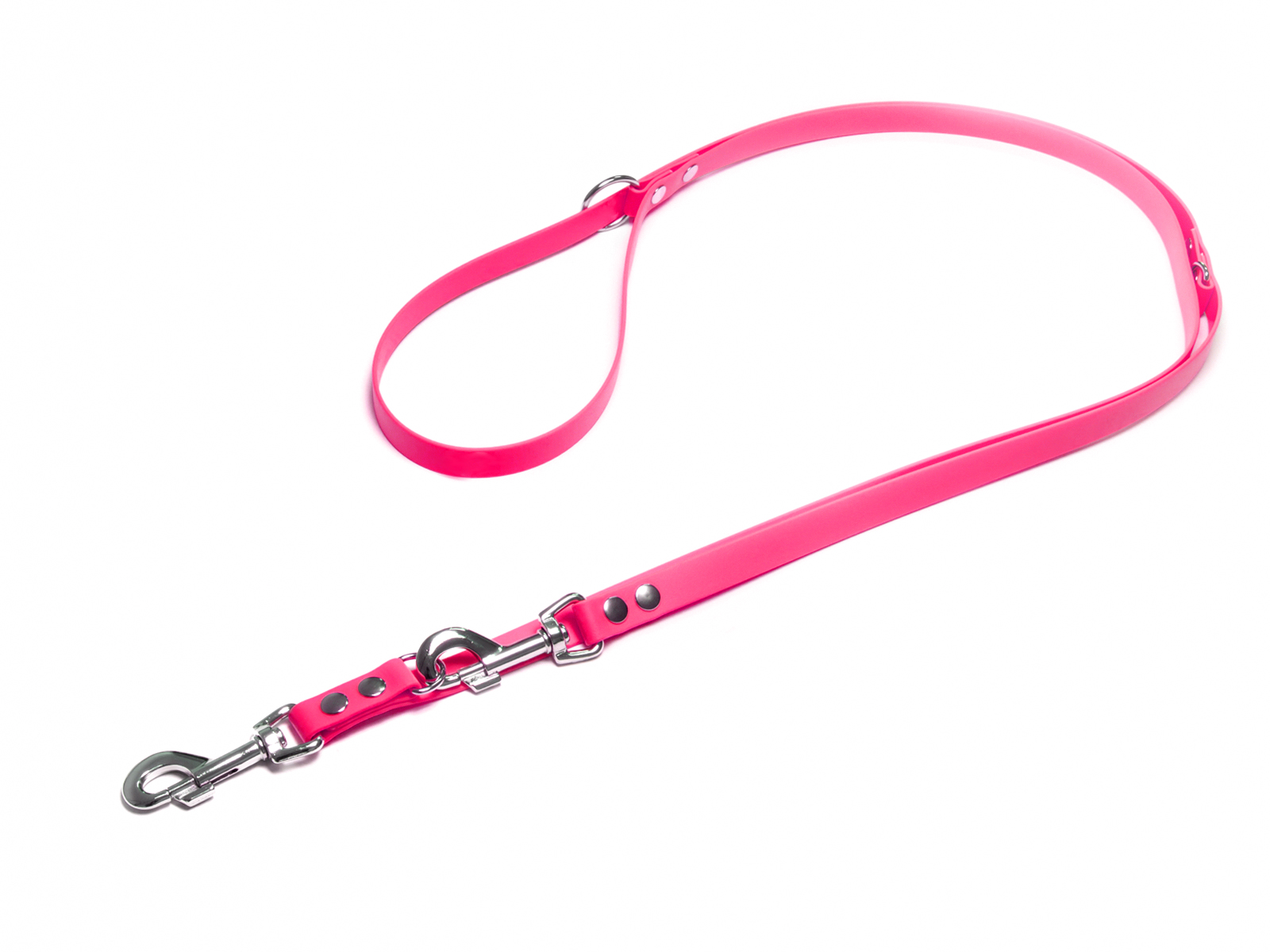 Biothane_adjustable_leash_16_19mm_neon_pink_big_web Mystique Biothane verstellbare Führleine