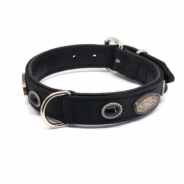 Lederhalsband Kairo Stone black