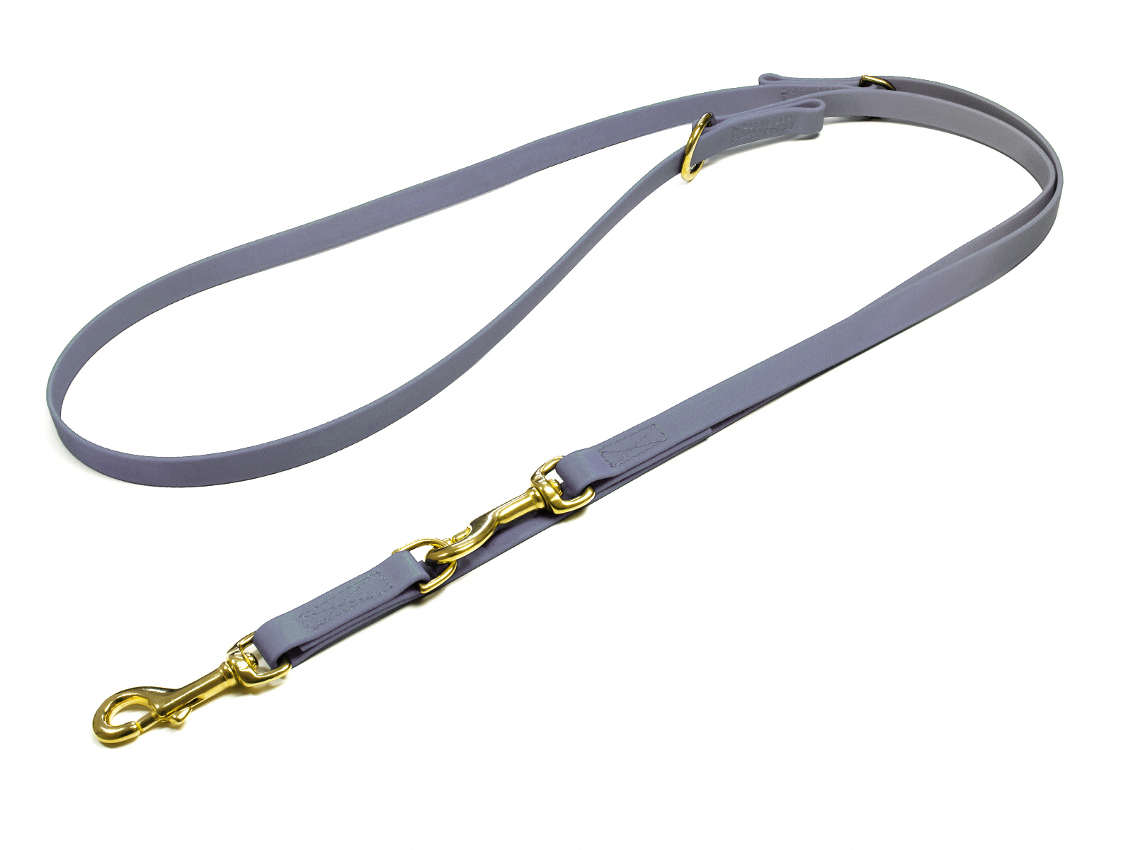 Biothane_adjustable_leash_sewn_16-19mm_grey_brass_snap_hook_bigl_web Mystique Biothane verstellbare Führleine
