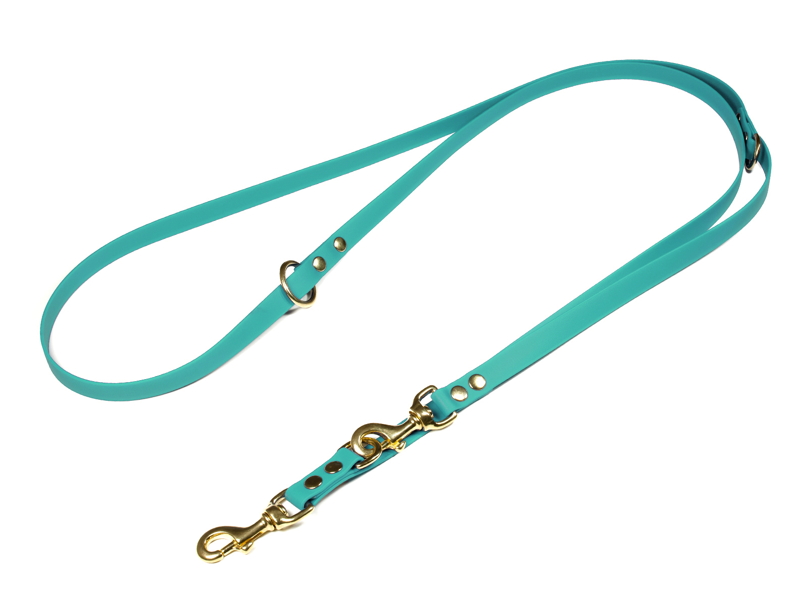 Biothane_adjustable_leash_solid_brass_19mm_light_green_big_web Mystique Biothane verstellbare Führleine