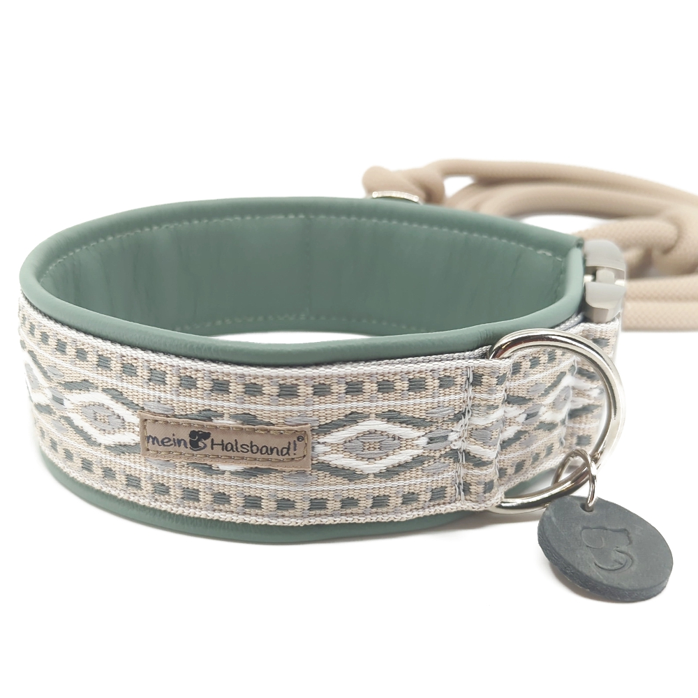 Designhalsband Moss & Sand