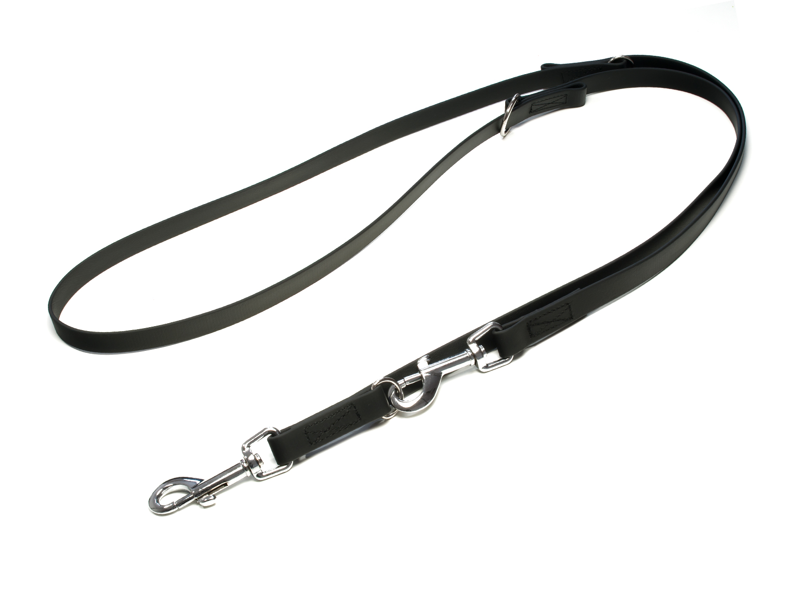 Biothane_adjustable_leash_sewn_16-19mm_black_snap_hook_big_web Mystique Biothane verstellbare Führleine