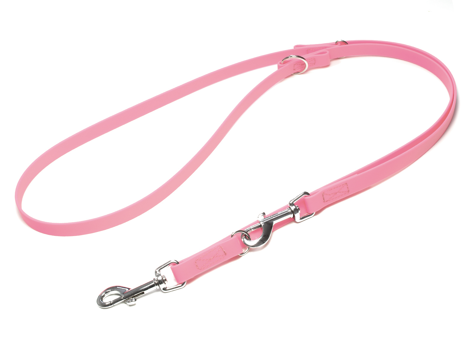 Biothane_adjustable_leash_sewn_16-19mm_pastel_pink_snap_hook_big_web Mystique Biothane verstellbare Führleine
