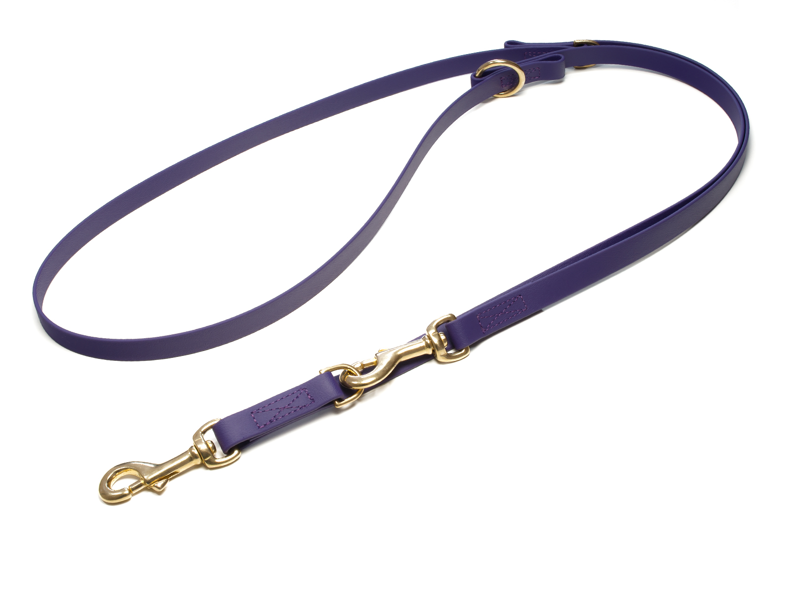 Biothane_adjustable_leash_sewn_16-19mm_lila_brass_snap_hook_big_web Mystique Biothane verstellbare Führleine
