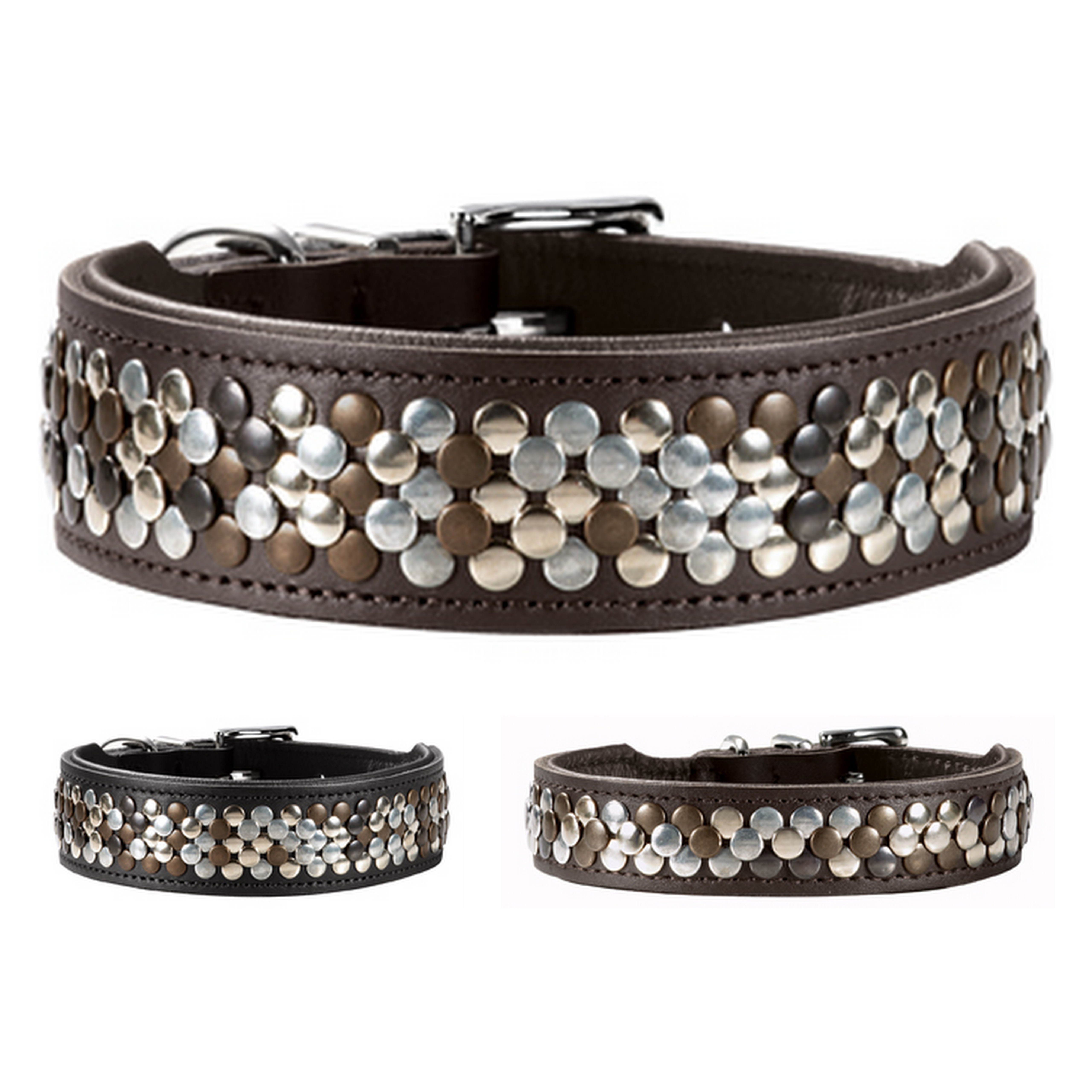 Halsband Arizona Gr. 50 Softleder schwarz/Nappa schwarz, 35-43 cm