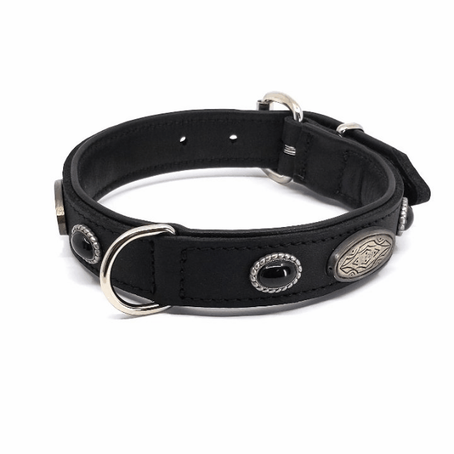 Lederhalsband Kairo Stone black