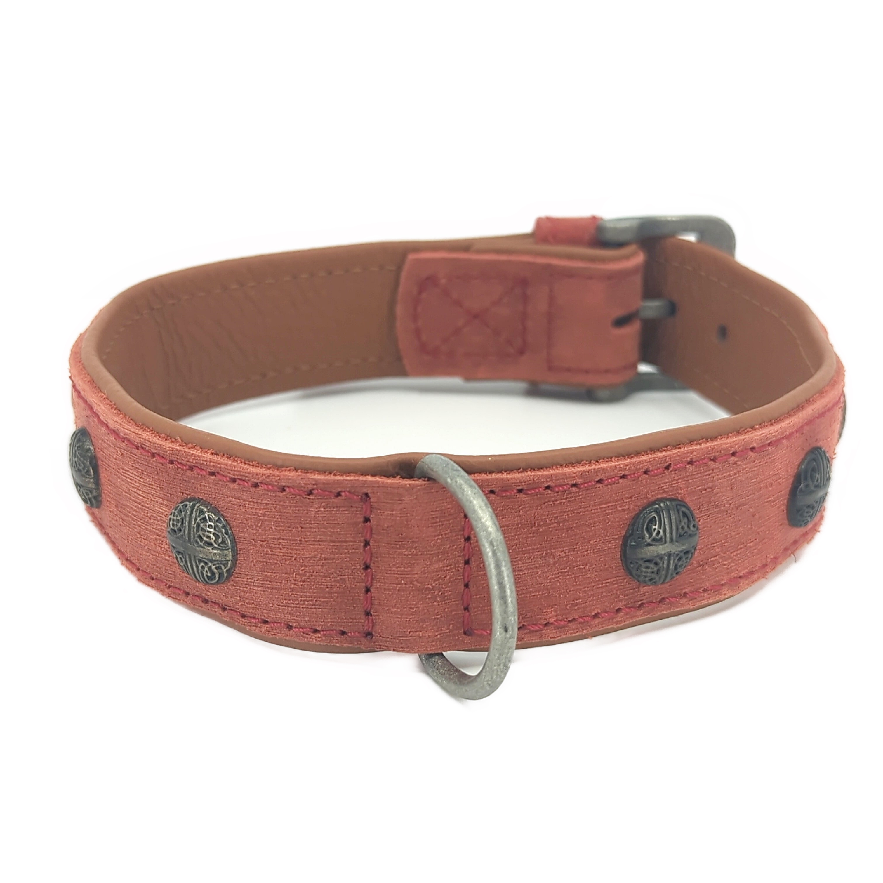 BUFFALO ORIENTAL HALSBAND, 40MM 60CM DUNKELROT / NATUR