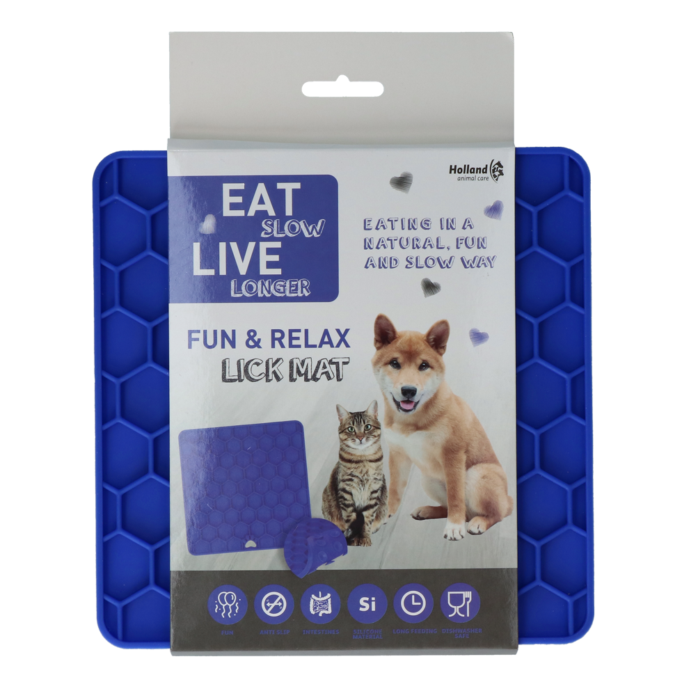 Eat Slow Live Longer Fun &Relax Lick Mat blau
