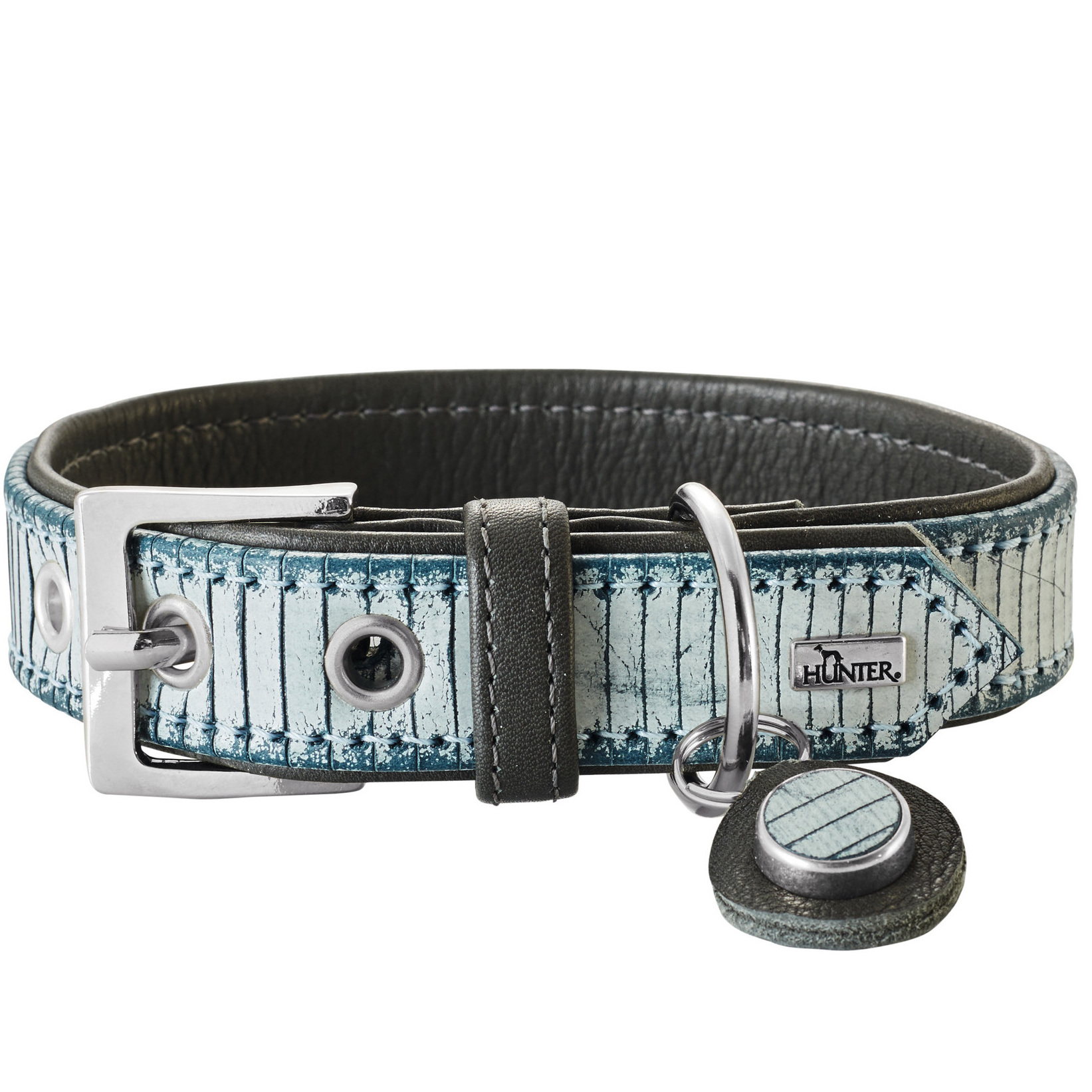 HUNTER_7096_63367_round_16-lpr Halsband Lima 30 blau/grau Leder