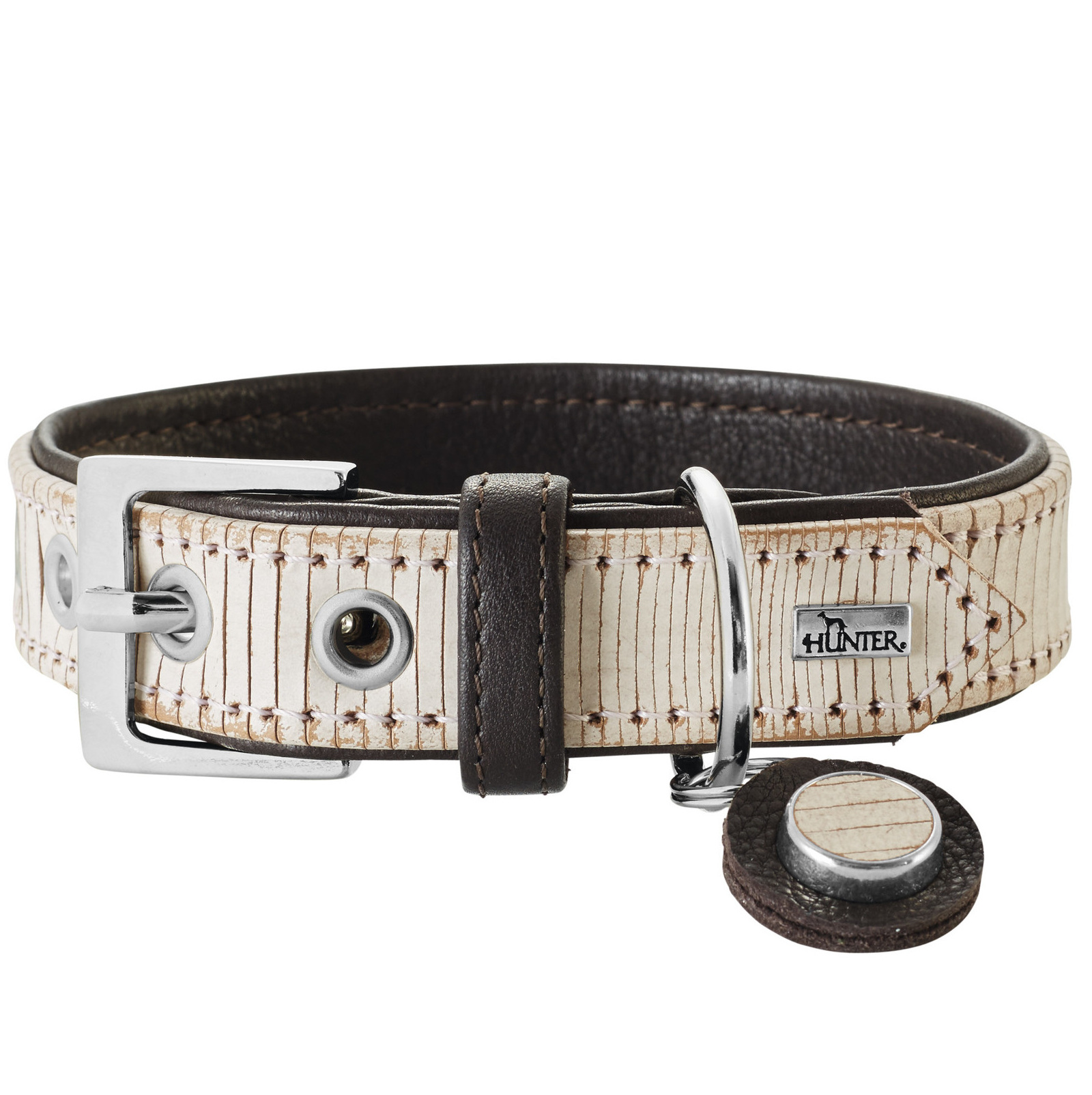 HUNTER_7095_63359_round_16-lpr Halsband Lima 30 blau/grau Leder